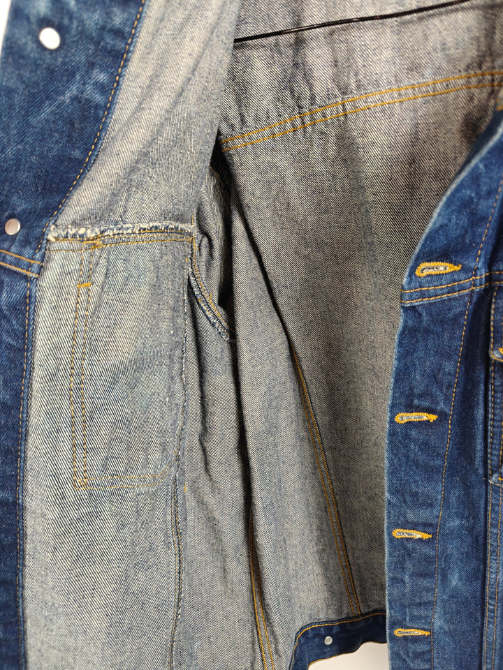 Harbour Weathercaster Denim Trucker Jacket Blue Vintage Size L