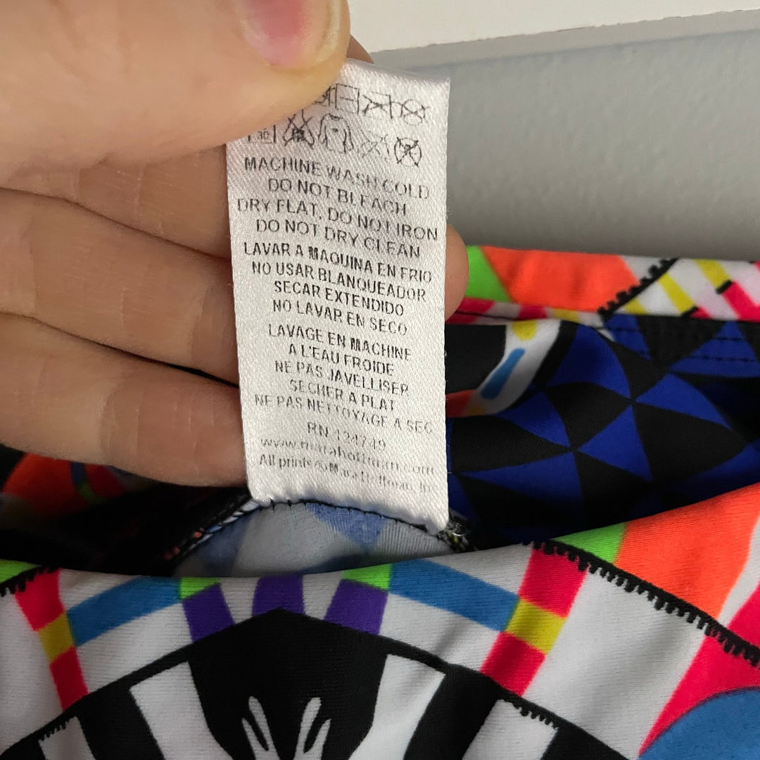Mara Hoffman Navy Blue Boho Neon Printed Yoga Pilates Eye Workout Leggings Sz S