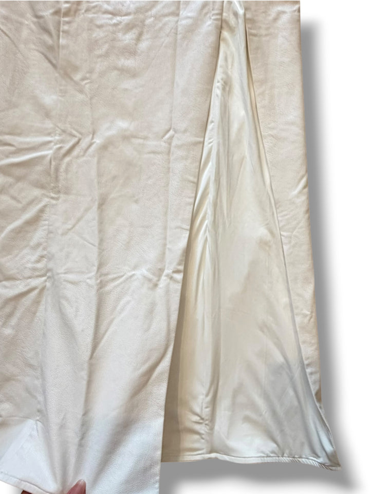 Naked Wardrobe White Faux Leather Maxi Skirt Size M NWT High Slit Pleather