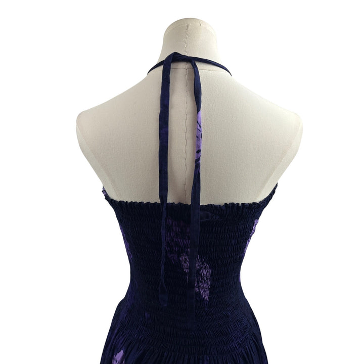 Women’s Young’s Fashion O/S Indigo & Purple Floral Halter Dress