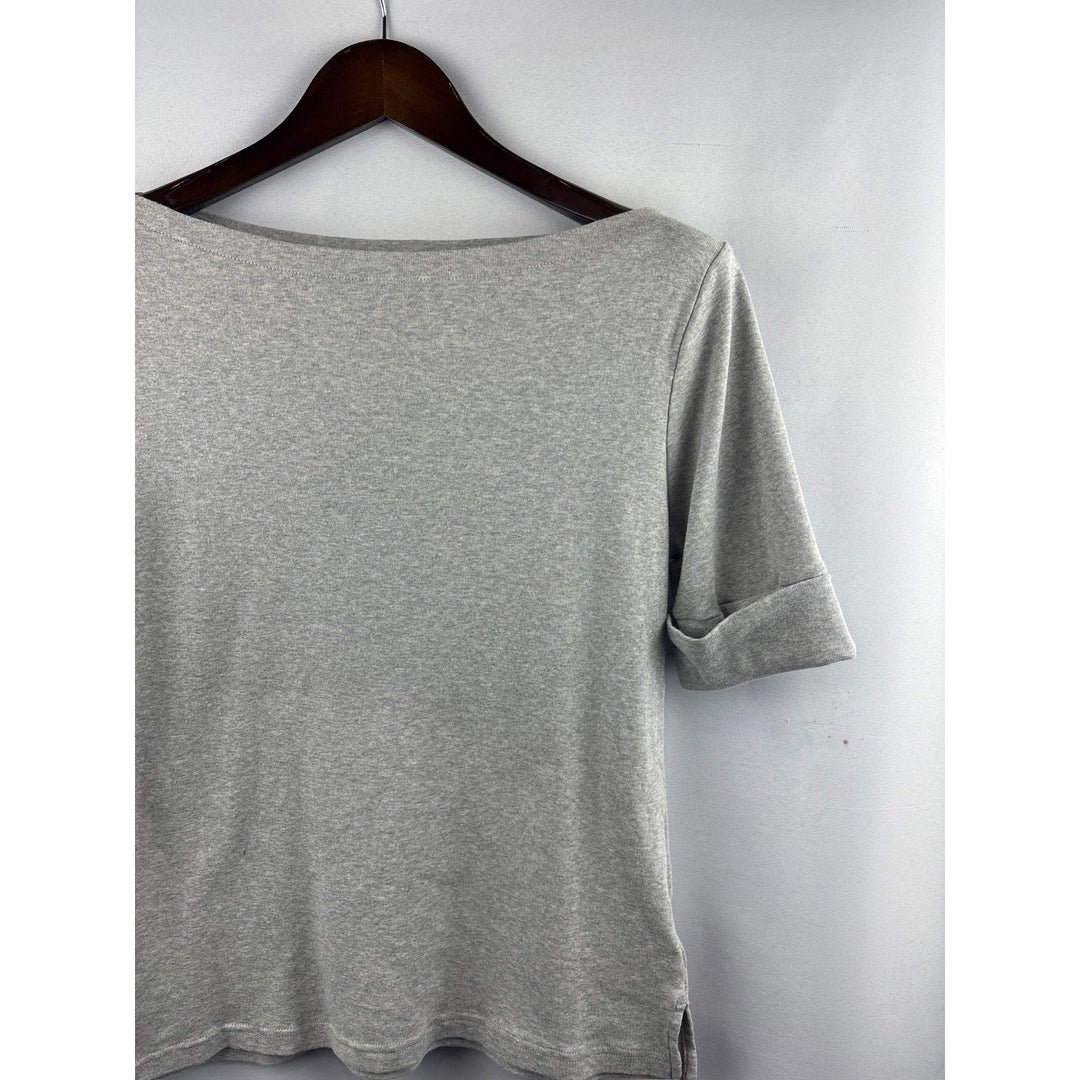 Women’s Green Label Ralph Lauren Large Grey Scoop Neck Short Sleeve