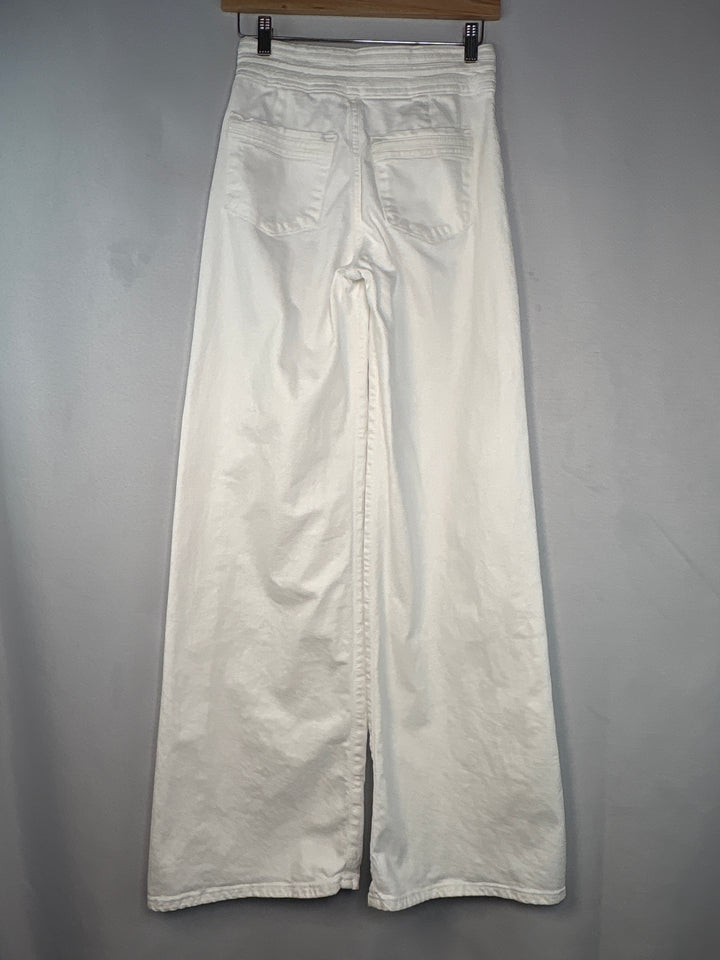Womens Frame White Wide Leg High Waisted Cotton Jeans Size 25