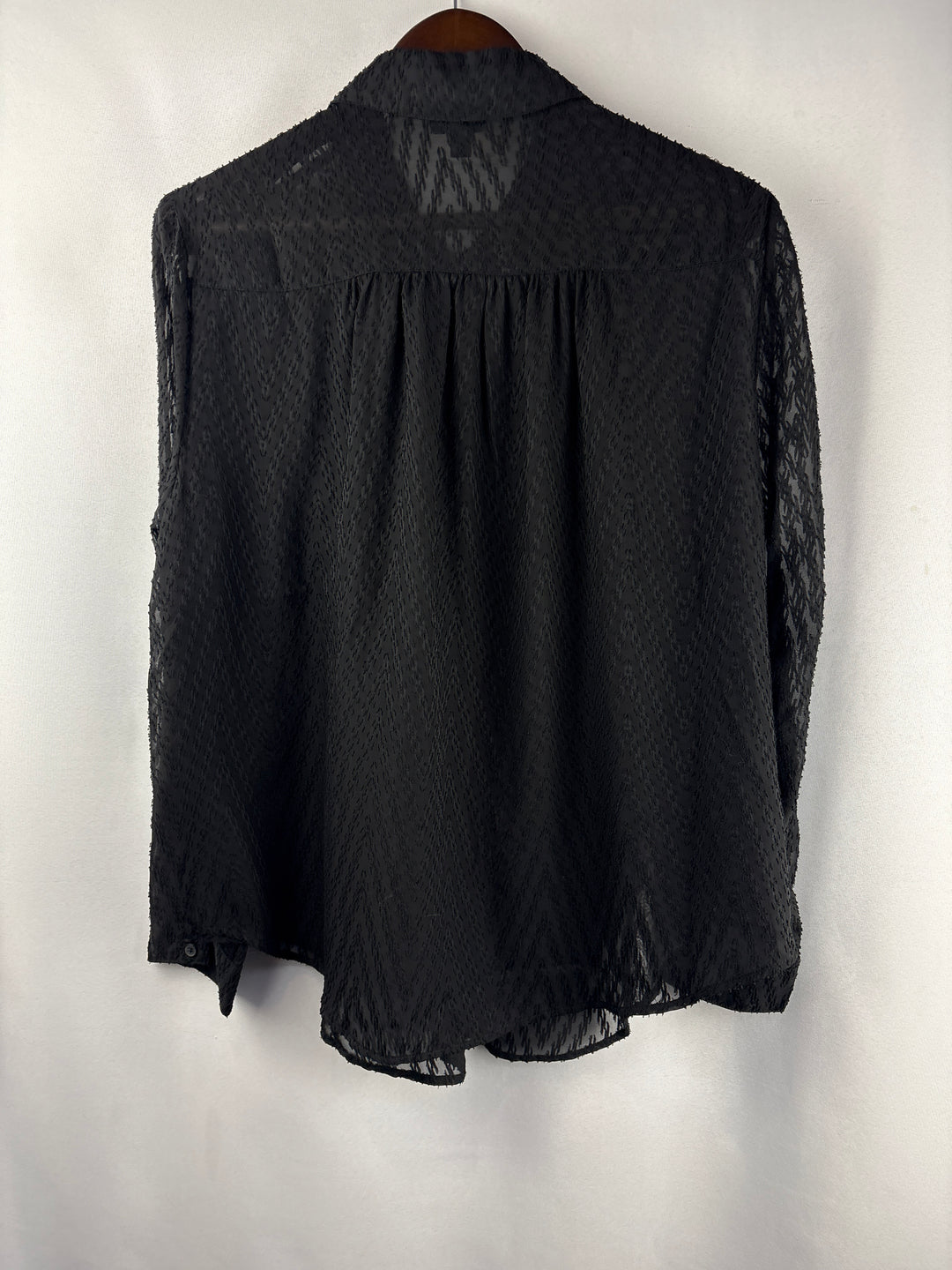 Women’s Torrid Size 1 Black Sheer Patterned Button Up Blouse