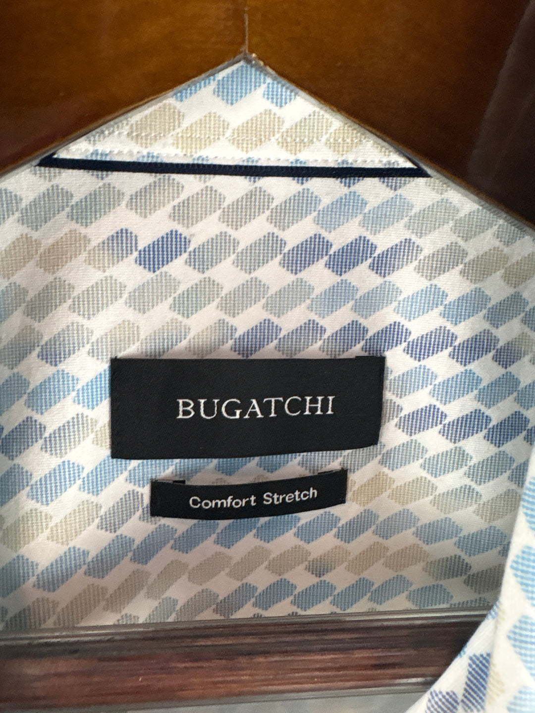 Men’s Bugatchi XXL White &amp; Blue Patterned Button Down
