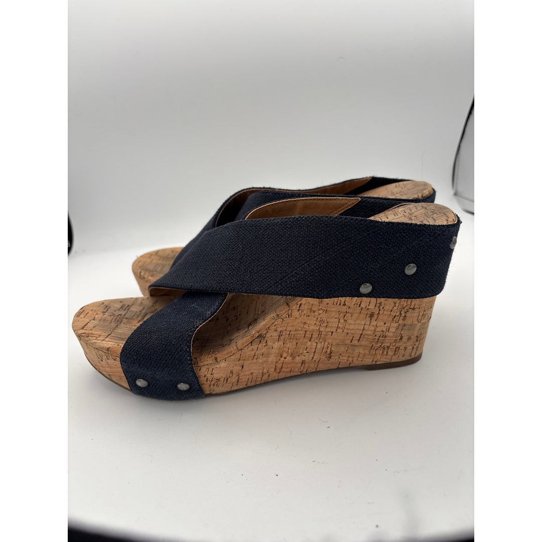 Women’s Lucky Brand Size 8 1/2 Navy Blue Wedged Sandals
