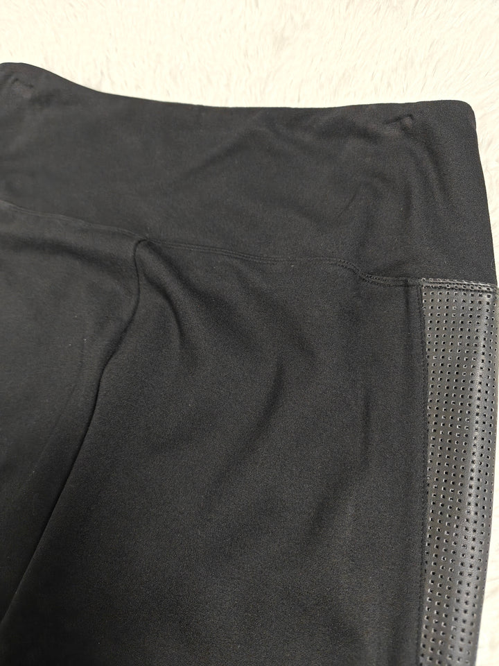 Lyssé Vegan Perforated High Waist Racer Leggings Black XL Faux Leather New