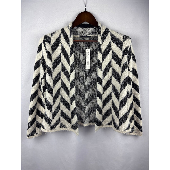 Women’s August Silk Small Black & White Patterned Knit Coatigan