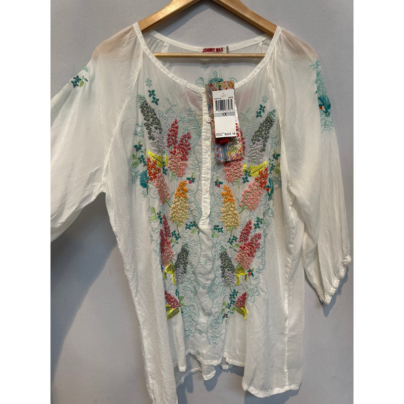Women’s Johnny Was Bird Floral Georgette Tunic Size 1X