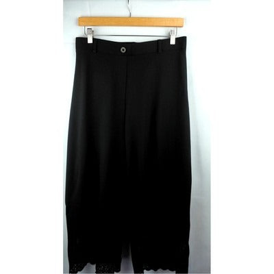BetaBrand Black Dress Pant Yoga Capri Medium Petite meshed and scalloped calf