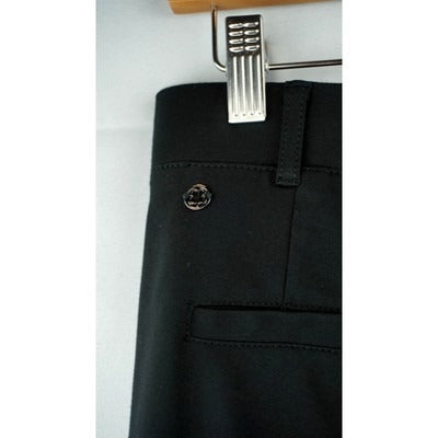 BetaBrand Black Dress Pant Yoga Capri Medium Petite meshed and scalloped calf