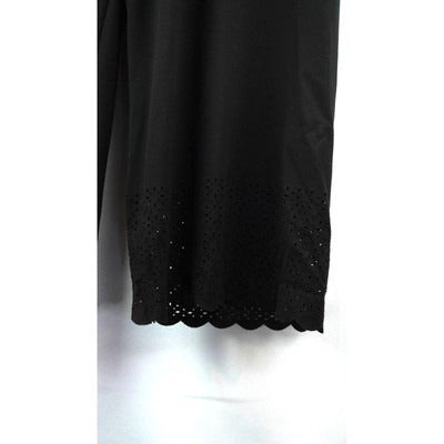 BetaBrand Black Dress Pant Yoga Capri Medium Petite meshed and scalloped calf