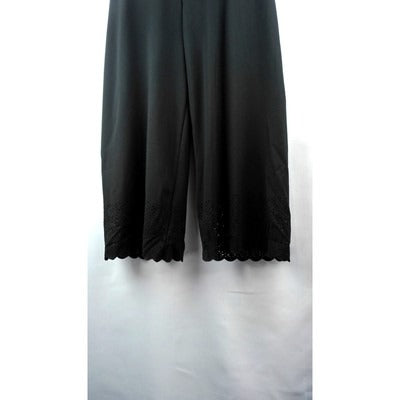 BetaBrand Black Dress Pant Yoga Capri Medium Petite meshed and scalloped calf