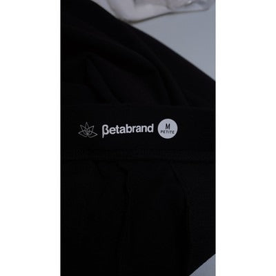 BetaBrand Black Dress Pant Yoga Capri Medium Petite meshed and scalloped calf