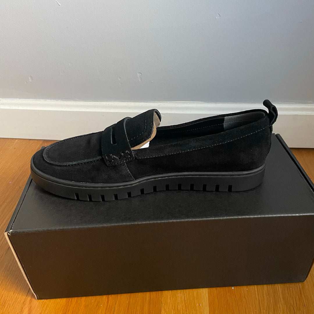 Vionic Updown Black Suede Loafer Academia Orthodic Comfort Work Punk size 10