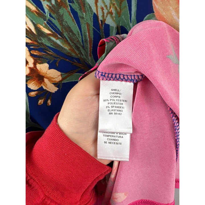 Women’s London Times XL Blue & Pink Floral Sleeveless Midi Dress