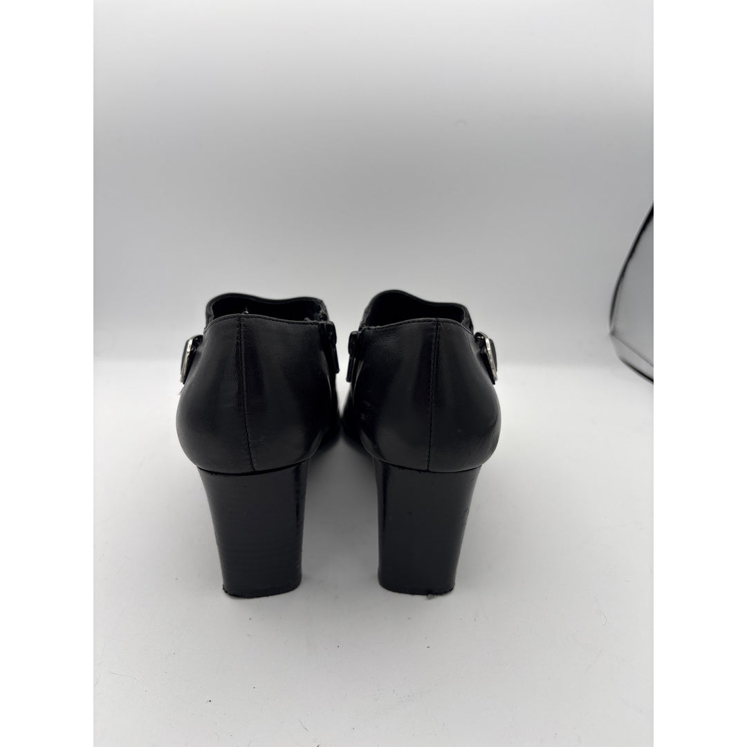 Women’s Bandolino Size 8 Black Soft Leather Ankle Boot Heels