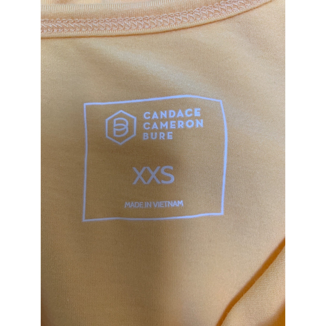Candace Cameron Bure XXS Yellow Short Sleeve T-Shirt Cotton/Modal Blend Made In Vietnam