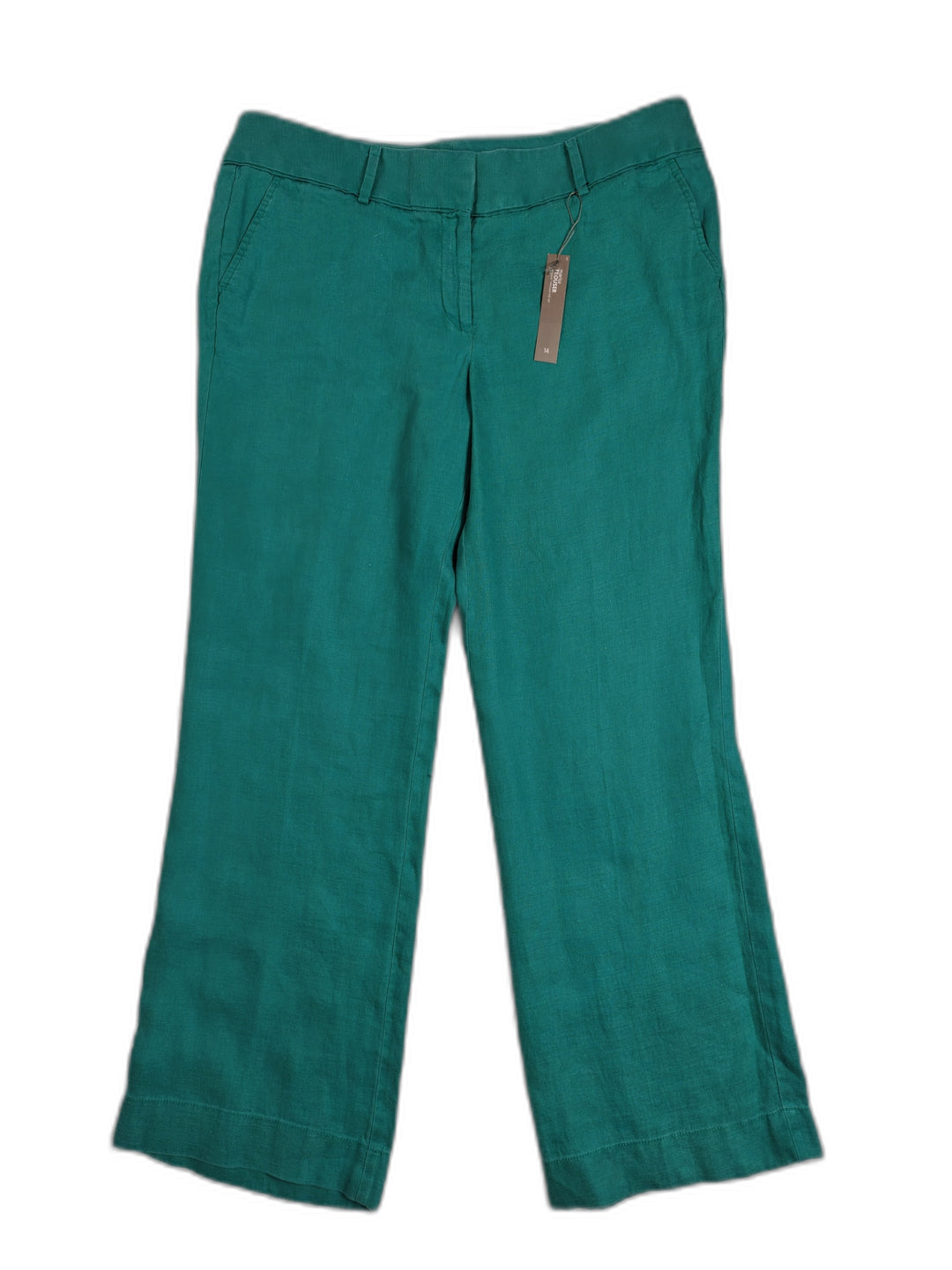 Ann Taylor Loft Marisa Wide Leg Linen Pants Teal Green Size 14 NWT