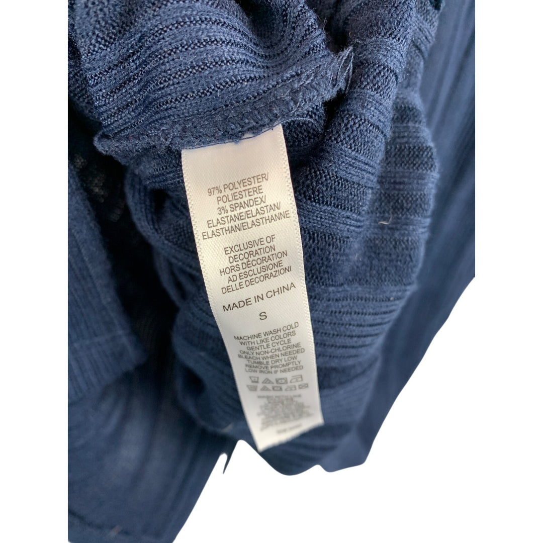 Cuddl Duds Womens Ribbed Navy Button-Up Cardigan S Polyester/Spandex