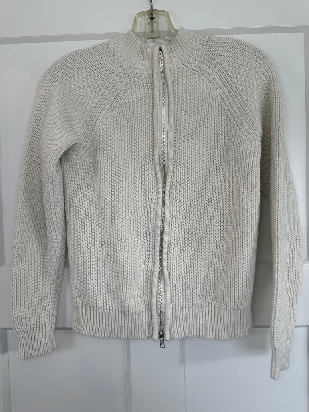 HM Womens Cream Cable Knit Sweater with Back Zipper Size XS