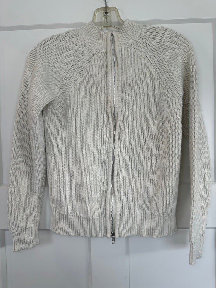 HM Womens Cream Cable Knit Sweater with Back Zipper Size XS