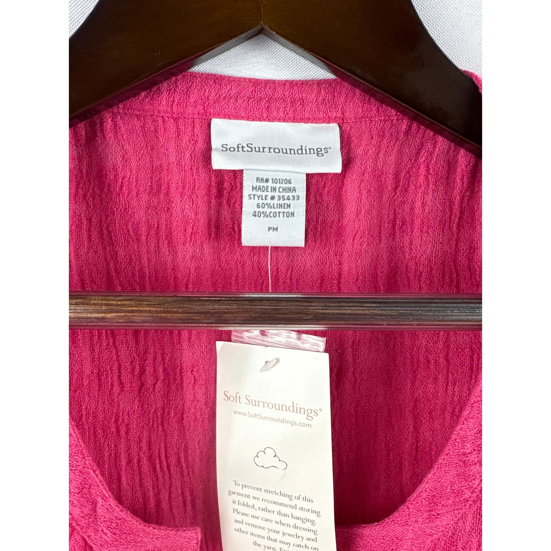 Women’s Soft Surroundings Petite Medium Hot Pink Button Up Shirt