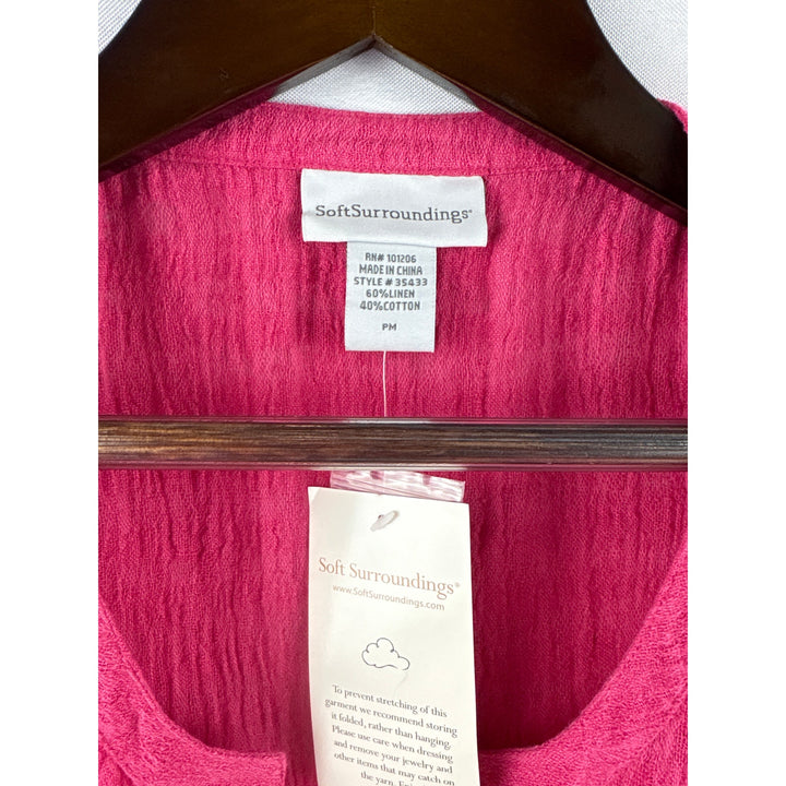 Women’s Soft Surroundings Petite Medium Hot Pink Button Up Shirt