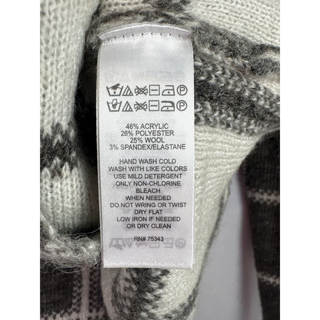 Women’s Ellen Tracy Small Grey w/ White Plaid Knit Single Button Sweater