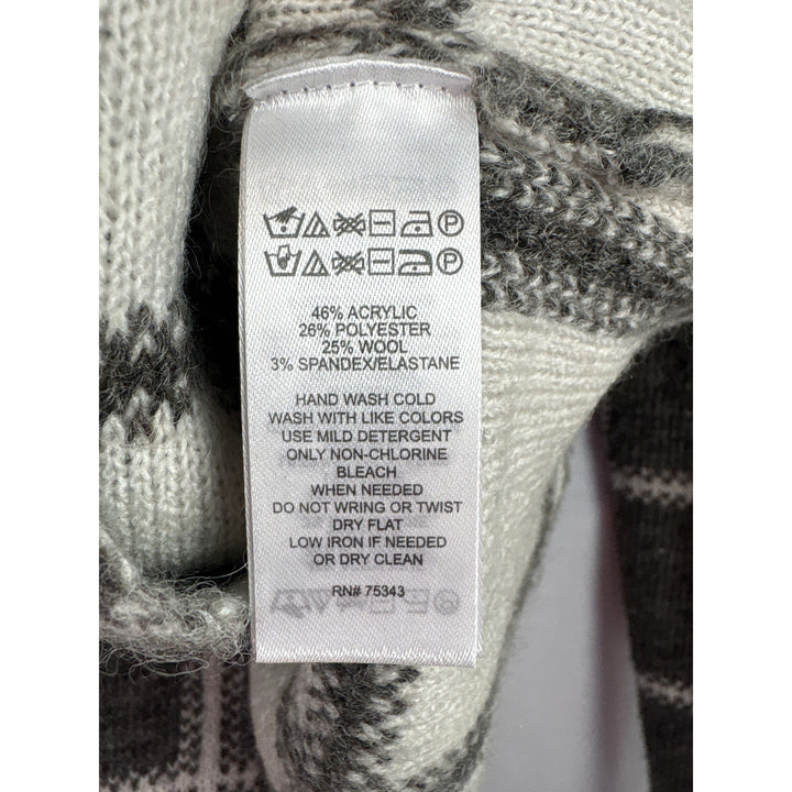 Women’s Ellen Tracy Small Grey w/ White Plaid Knit Single Button Sweater