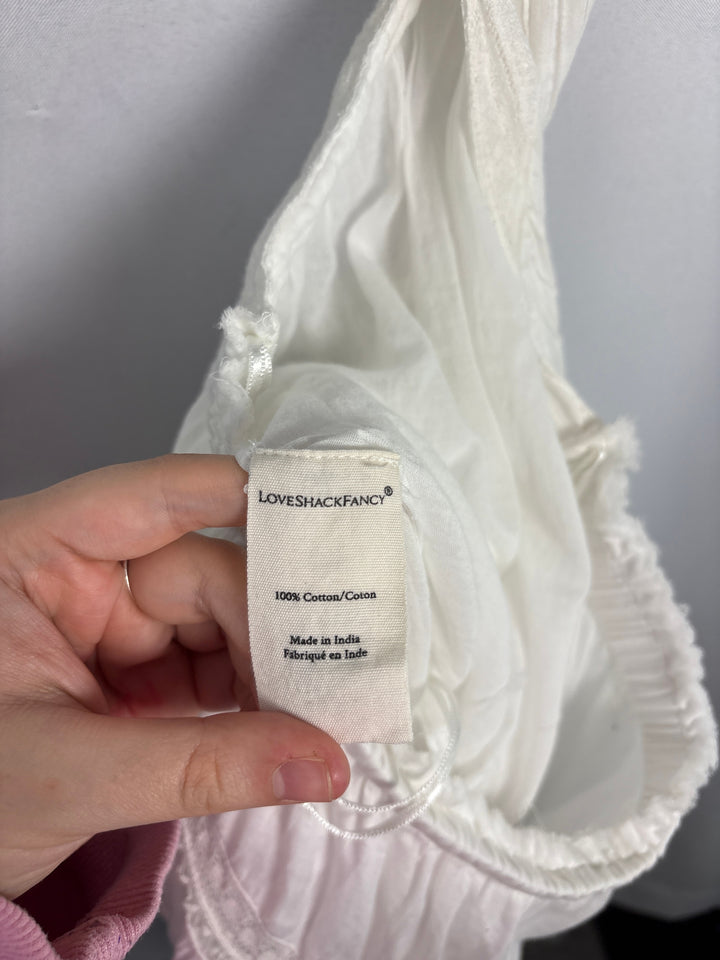 LoveShackFancy Womens White Short Sleeve Backless Cotton Mini Dress