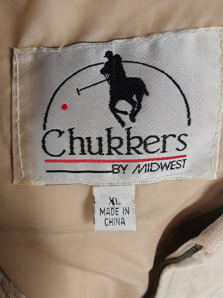 Mens Chukkers By Midwest Suede Leather Bomber Jacket Beige Size XL