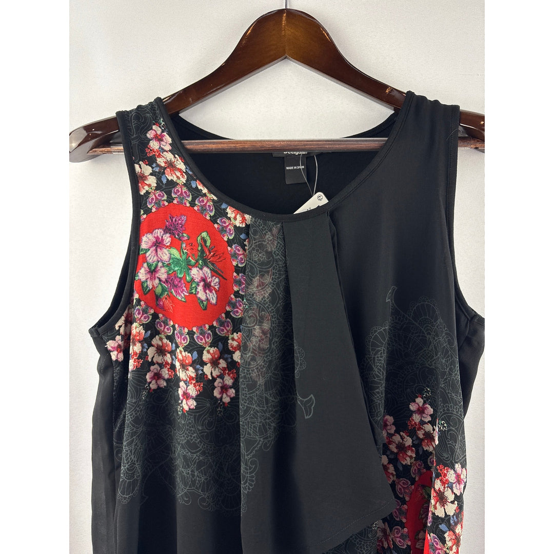 Women’s Desigual Large Black Floral Sleeveless Blouse