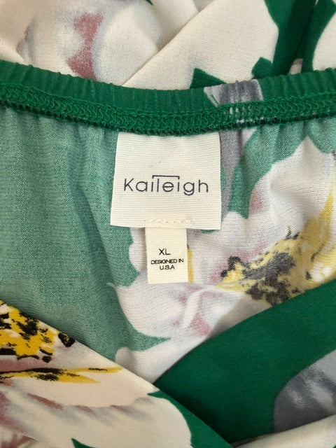 Kaileigh Green Floral Faux Wrap Maxi Dress SzXL