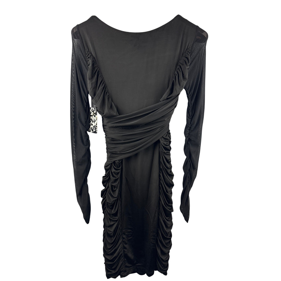 Women’s Bisou Bisou Large Black Long Sleeve Ruffled Bodycon Dress