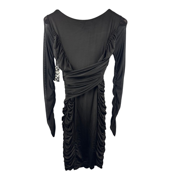 Women’s Bisou Bisou Large Black Long Sleeve Ruffled Bodycon Dress