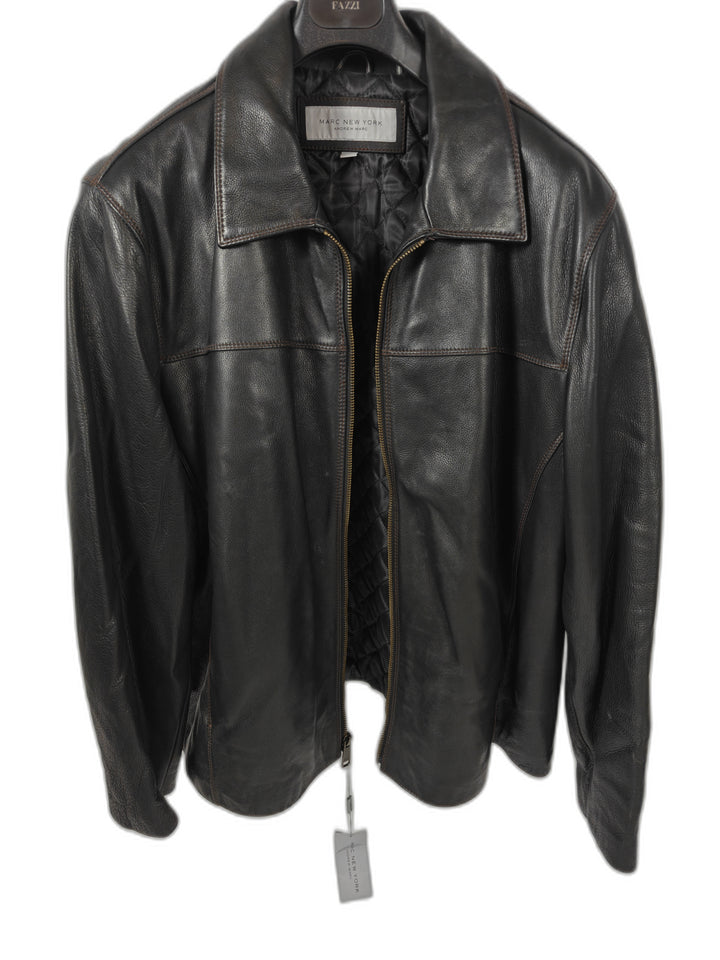 Mens Marc New York Leather Jacket Black 4XLT