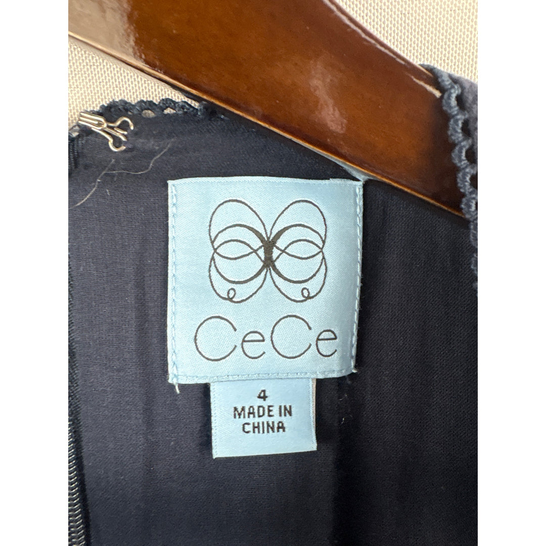 Women’s CeCe Size 4 Navy Blue Short Sleeve Midi Dress