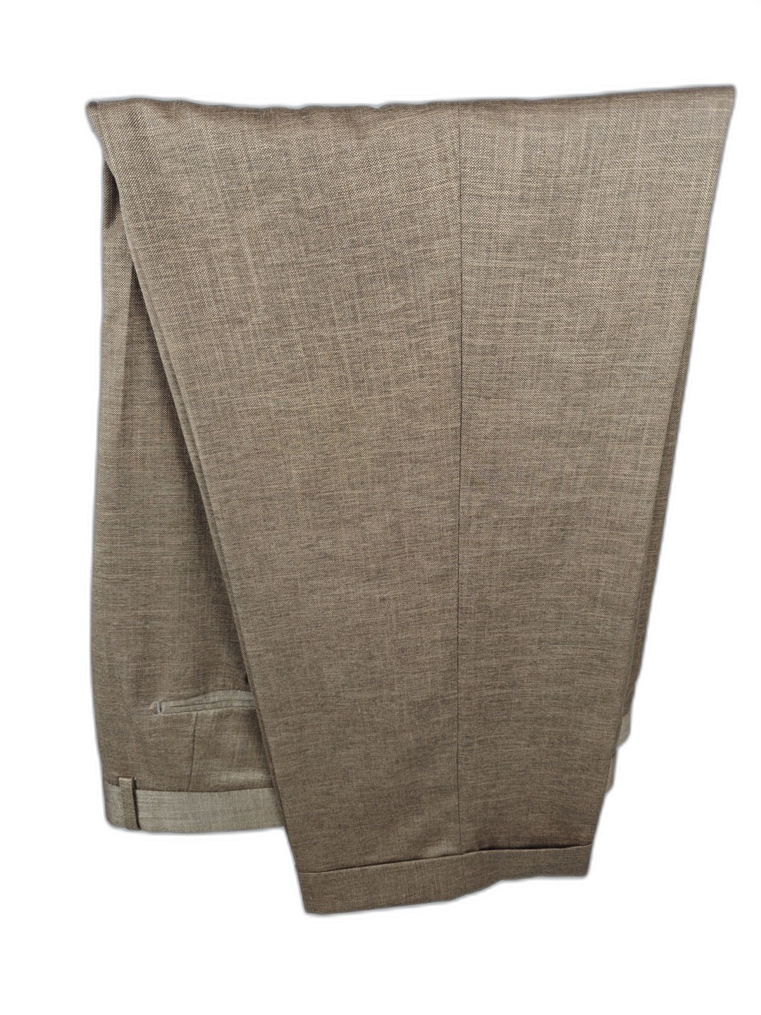 Mazari Men's 3 Piece Suit Tan Textured Size 46R Wool Blend Jacket Vest Pants