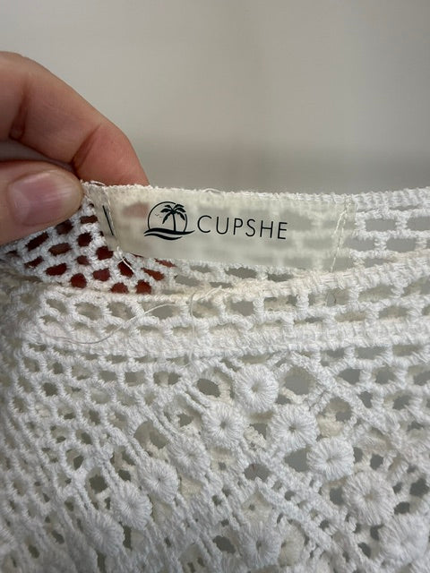 CUPSHE White Crochet Embroidered Fringe Swim Cover Up One Size