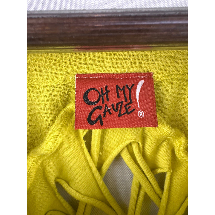 Women’s Oh My Gauze V-Neck Fringe Blouse Oakley Lime Size 2