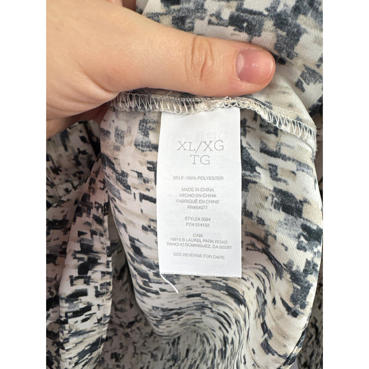 Women’s Cabi XL White, Gray, & Black Patterned Long Sleeve Blouse