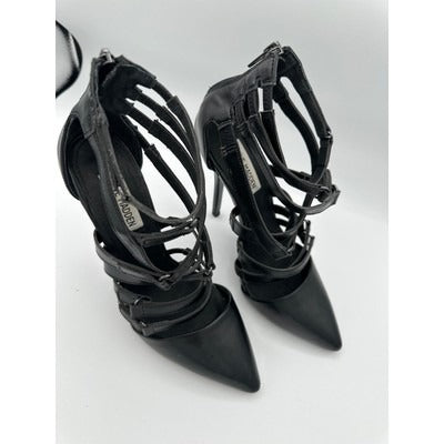 Steve Madden Foxxee Black Strappy Pointed Closed Toe Heel Size 7