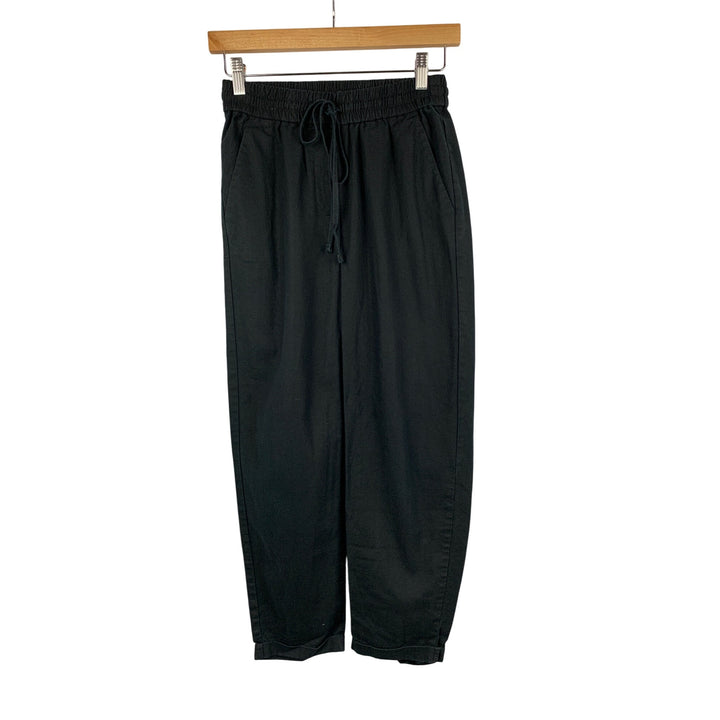 J.Crew Womens Black Elastic Waist Linen-Cotton Pants