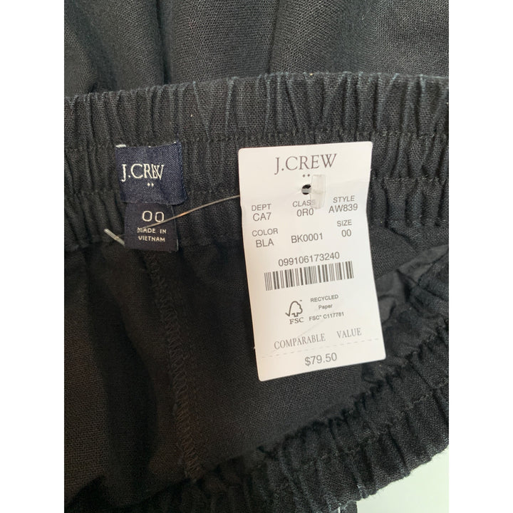 J.Crew Womens Black Elastic Waist Linen-Cotton Pants