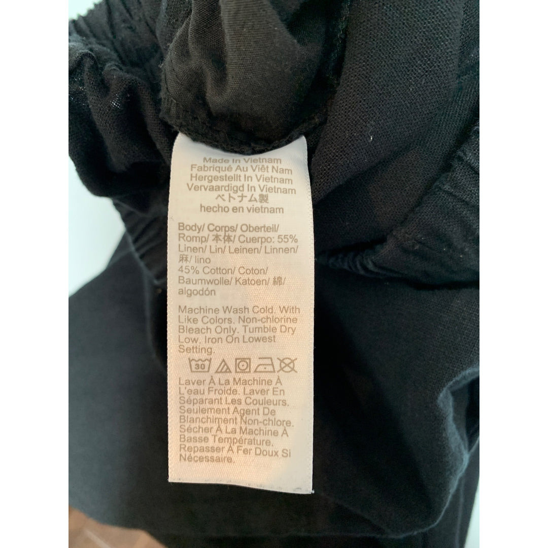 J.Crew Womens Black Elastic Waist Linen-Cotton Pants