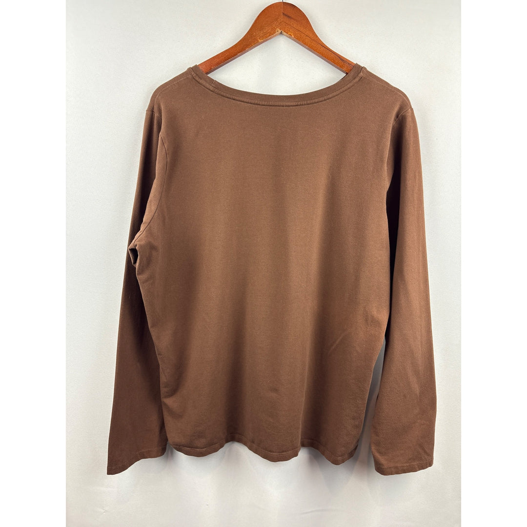 Women’s D&Co XL Chocolate Brown Long Sleeve Shirt