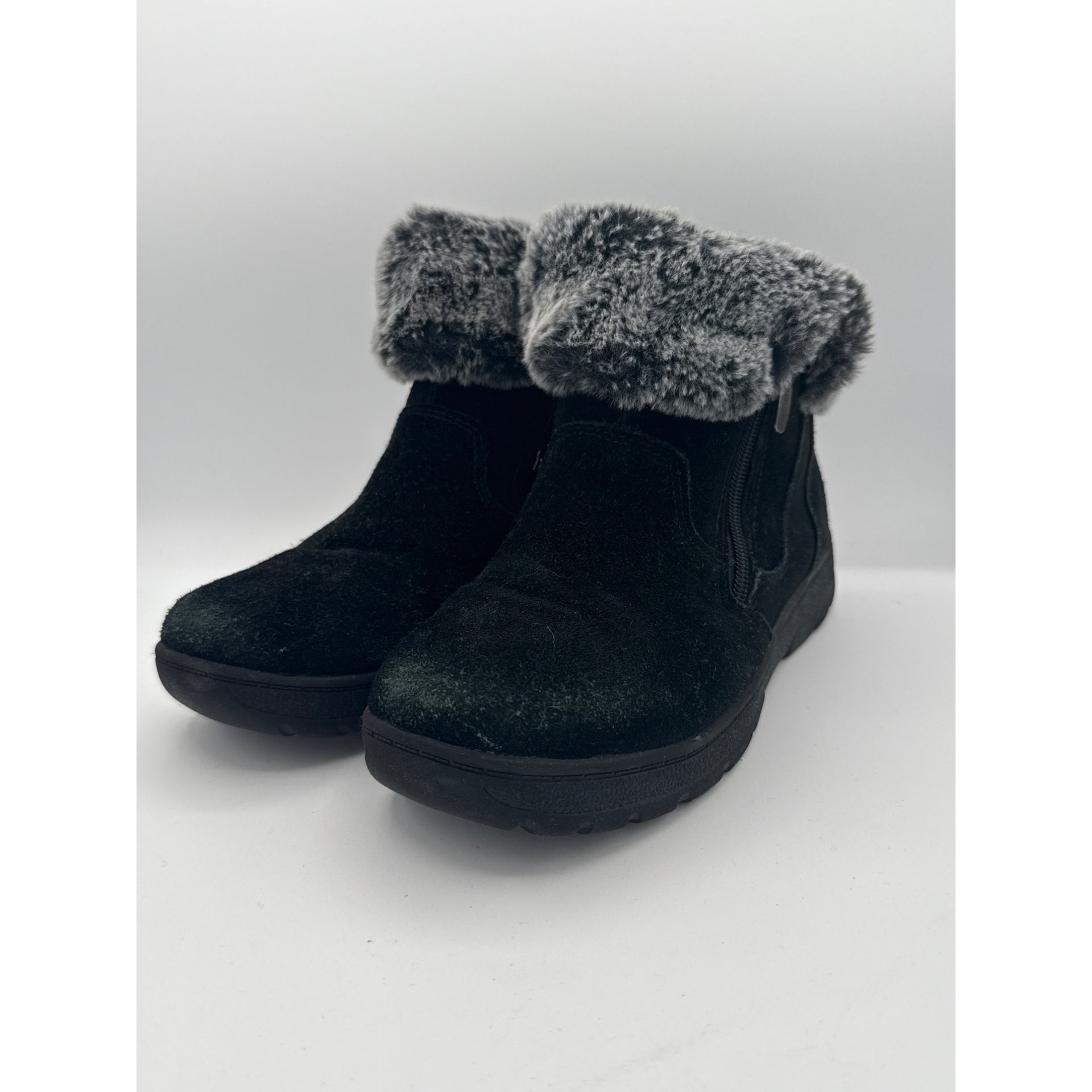Khombu Womens Faux Fur Ankle Boots Size 8M Leather Upper Black