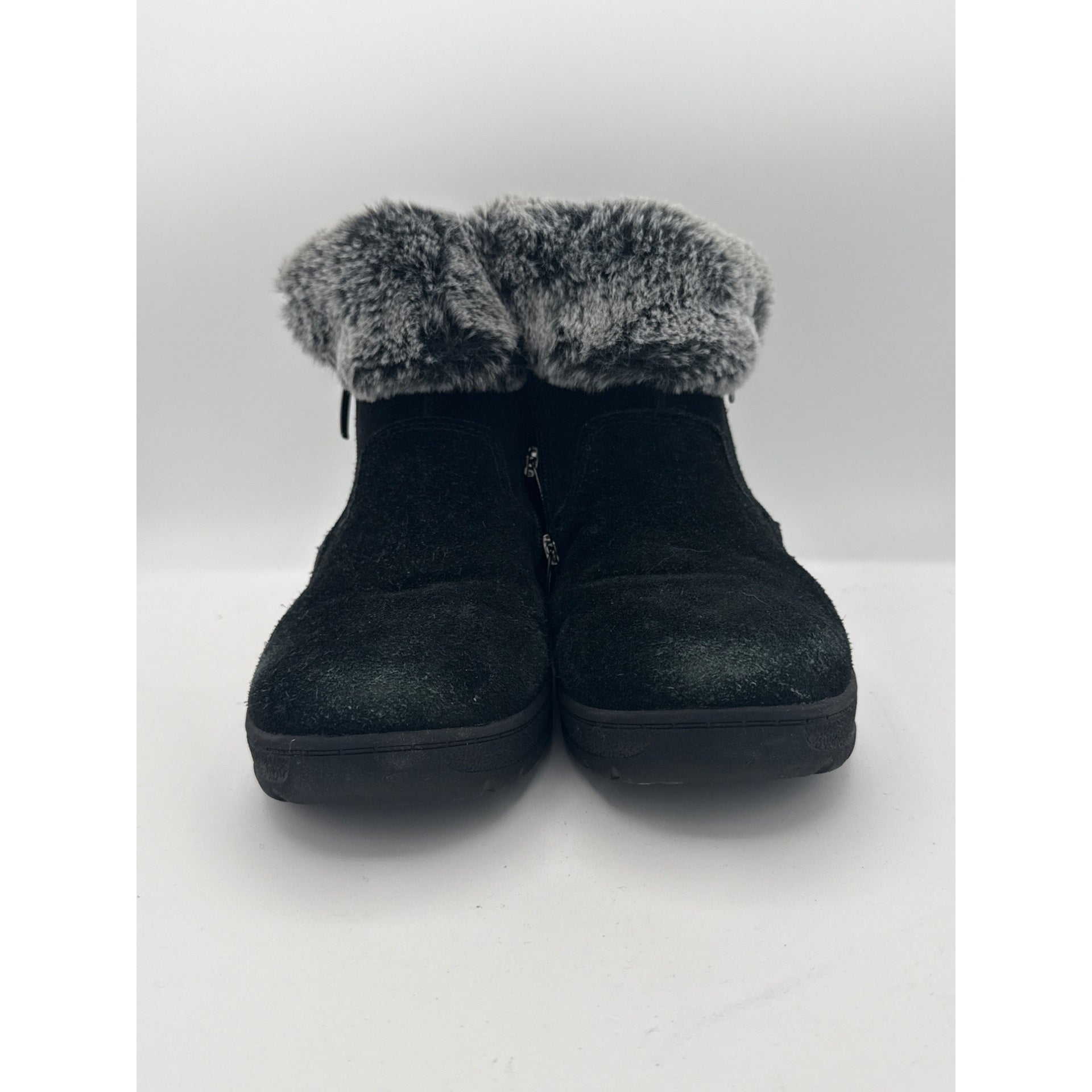 Khombu Womens Faux Fur Ankle Boots Size 8M Leather Upper Black