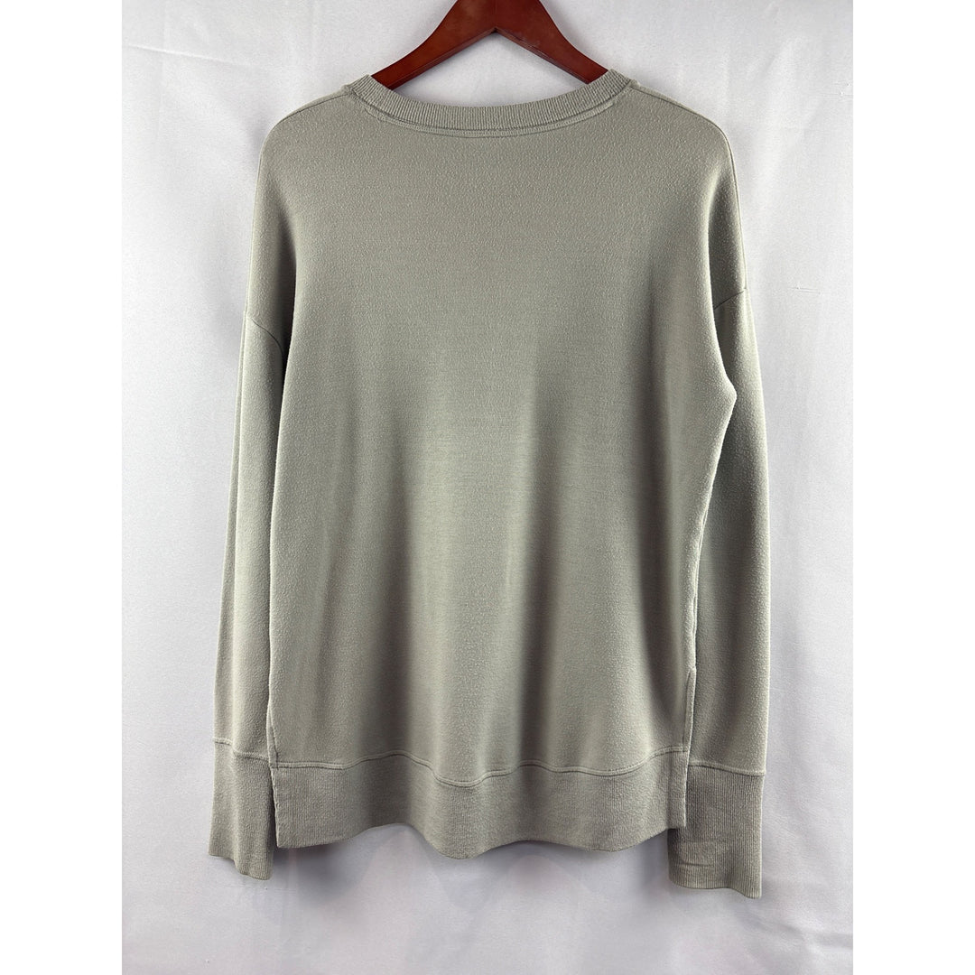 Athleta Womens Small Olive Green Long Sleeve Modal Blend Pullover Sweatshirt