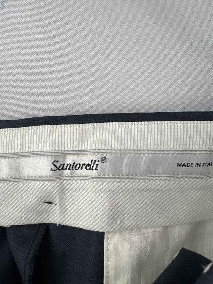 Men’s Santorelli Size 44 Blue Pleated Wool Dress Pants